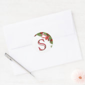Rode Baubles dennen bladeren kerst envelop afdicht Ronde Sticker (Envelop)