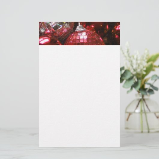 Rode Baubles header briefpapier wit (Staand voorkant)