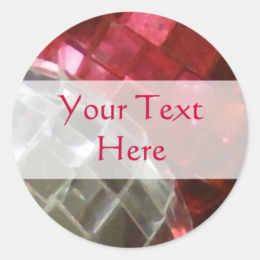 Rode Baubles spiegelbal Jouw tekst sticker (Voorkant)