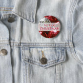 Rode Baubles 'Vrolijk kerstfeest' knop Ronde Button 5,7 Cm (In situ)