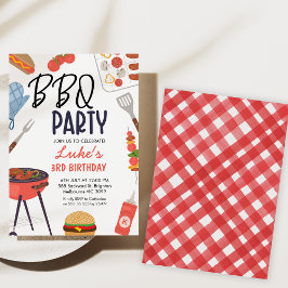 Rode BBQ Blauwe Oven Mitt Jongens BBQ Verjaardag Kaart
