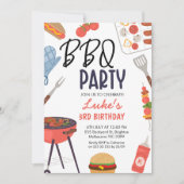 Rode BBQ Blauwe Oven Mitt Jongens BBQ Verjaardag Kaart (Voorkant)