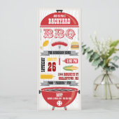RODE BBQ-GRILL PARTYUITNODIGING KAART (Staand voorkant)
