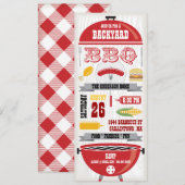 RODE BBQ-GRILL PARTYUITNODIGING KAART (Voorkant / Achterkant)