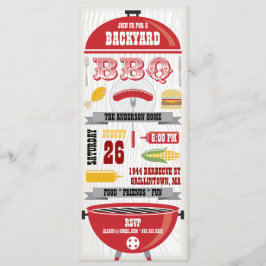 RODE BBQ-GRILL PARTYUITNODIGING KAART