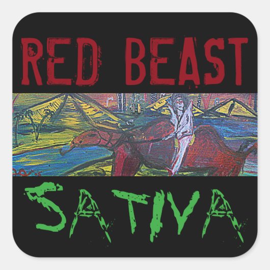 RODE BEAST SATIVA VIERKANTE STICKER (Voorkant)