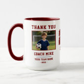Rode Bedankt Coach Teamnaam Nummer Foto Mok (Links)