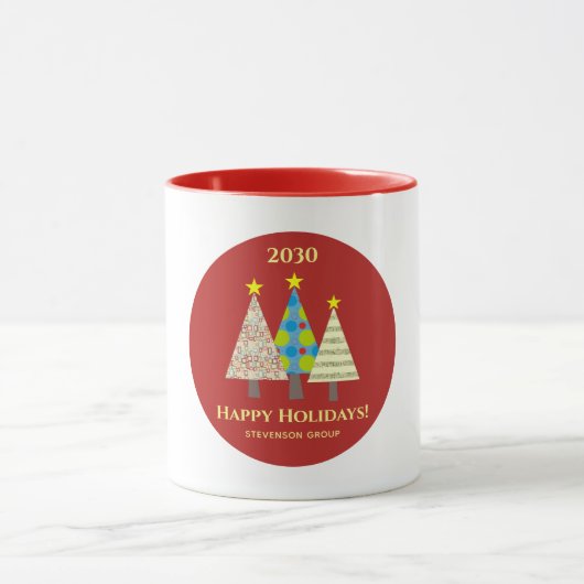 Rode Bedrijfs Kerstvakantie Mok (Midden)
