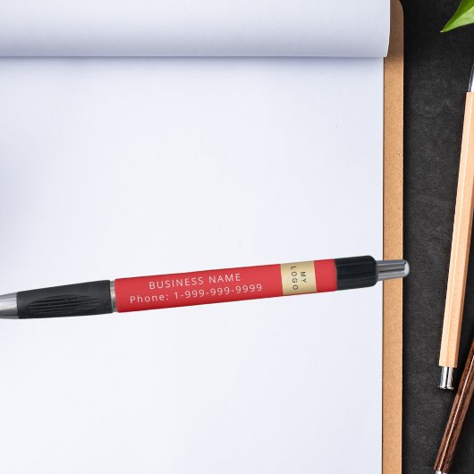 Rode bedrijfsbedrijfslogo naam telefoon pen