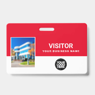 Rode Bedrijfsbezoekersfoto Bar Code, Logo Lanyard Badge