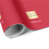 Rode bedrijfslogo cadeaupapier (Rol Hoek)
