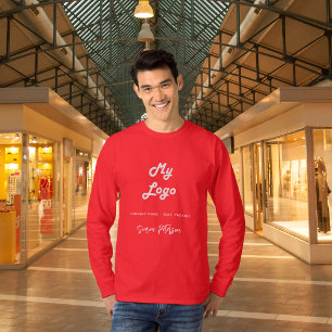 Rode bedrijfslogo naam handtekening t-shirt