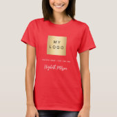 Rode bedrijfslogo naam handtekening t-shirt (Voorkant)