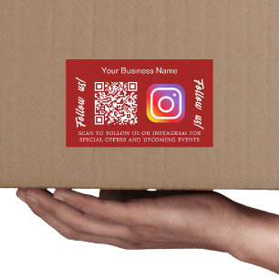 Rode bedrijfsnaam qr code Instagram Rechthoekige Sticker