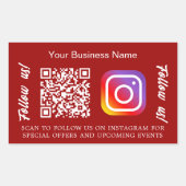 Rode bedrijfsnaam qr code Instagram Rechthoekige Sticker (Voorkant)