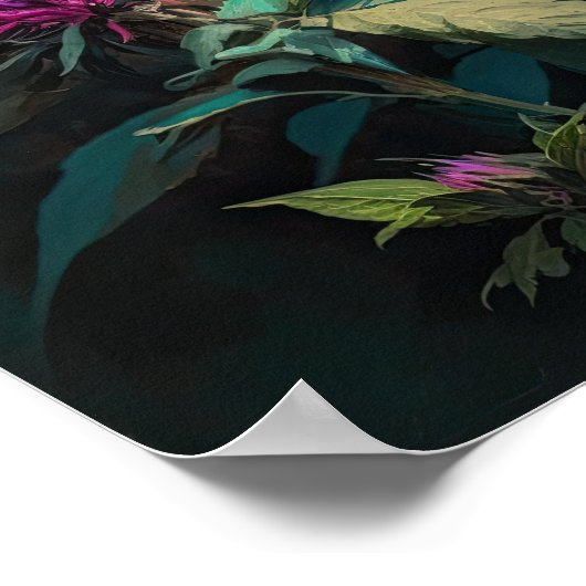 Rode Bee Balm Bloem Art Print Poster (Hoek)