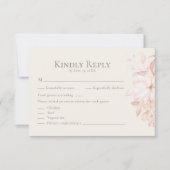 Rode Beige Bloemen Bruiloft RSVP Kaart (Voorkant)