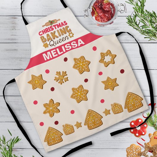 Rode Beige Cream Cookie Christmas Baking Queen Schort