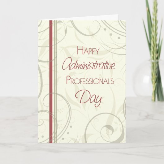 Rode beige dag voor administratieve professionals kaart (Voorkant)
