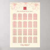 rode beige florale Chinese trouwzitjes Poster (Voorkant)