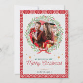 Rode Beige  Foto Kerst Kaart (Voorkant)