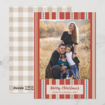 Rode Beige Gekartelde Strepen Foto Prettig Kerstfe