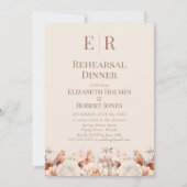 Rode Beige Monogram Oefendiner Uitnodiging (Voorkant)