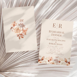 Rode Beige Monogram Oefendiner Uitnodiging