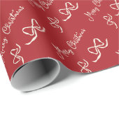 Rode Beige Prettige Kerst Boog Patroon Cadeaupapier (Rol Hoek)