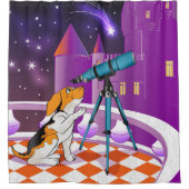 Rode beige puppy en telescoop douchegordijn (Voorkant)