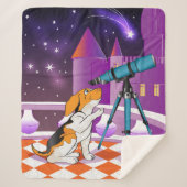 Rode beige puppy en telescoop in het kasteel sherpa deken (Voorkant)