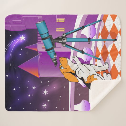 Rode beige puppy en telescoop in het kasteel sherpa deken (Voorkant (horizontaal))