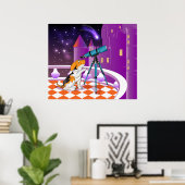 Rode beige puppy en telescoop poster (Thuiskantoor)