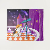 Rode beige puppy en telescoop wandkleed (Voorkant (horizontaal))