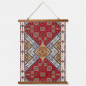 Rode Beige Turkse Kilim Rug Oosterse wandtapijt Hangend Wandkleed (Voorkant)