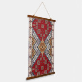 Rode Beige Turkse Kilim Rug Oosterse wandtapijt Hangend Wandkleed (Gebogen)