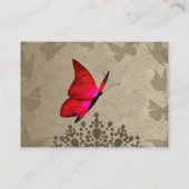 Rode, beige vlinder Quinceañera RSVP Advieskaart (Achterkant)