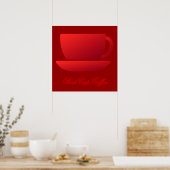Rode beker en Saucer Poster (Keuken)