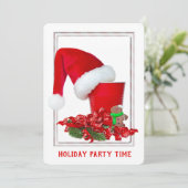 rode beker Kerstfeest Uitnodiging (Staand voorkant)