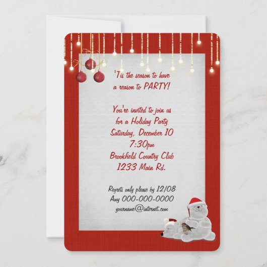 rode beker Kerstmis Party uitnodiging (Achterkant)