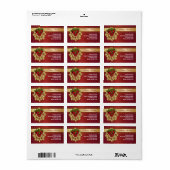 Rode Bellen Gouden Hulst Rode Kerst Adreslabels Etiket (Full Sheet)