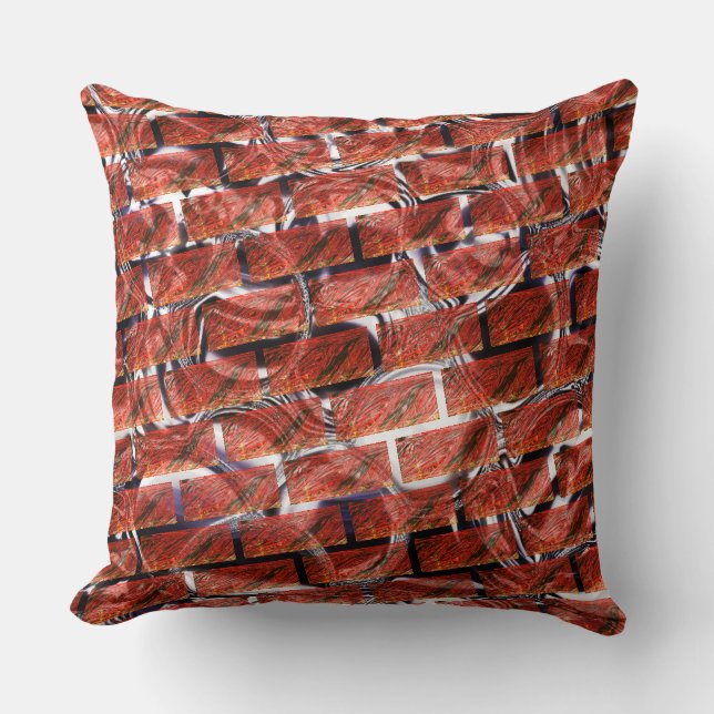 Rode belletjes bij het rooien of bakstenen effect? kussen (Voorkant)