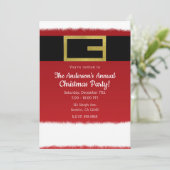 Rode Belt Kerstman Vakantie Kerstuitnodigingen Kaart (Staand voorkant)