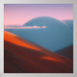 Rode berg in het Poster van de Wolken