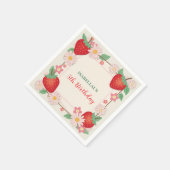 Rode Berry Verjaardag Aardbei bloem Meisje Party Servet (Hoek)