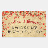  Rode Berry Winter Greens Rechthoekige Sticker (Voorkant)