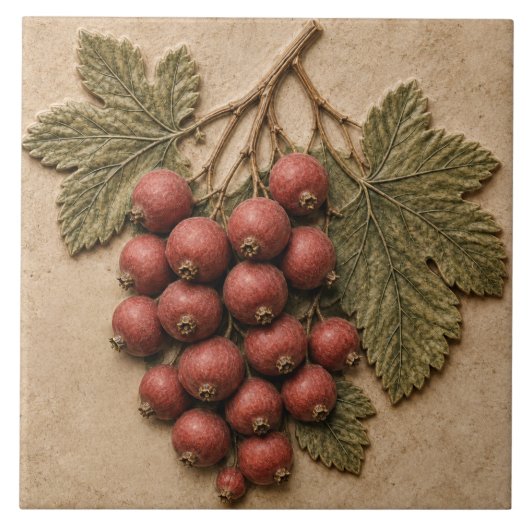 Rode Bes Herbarium Herfst Tegeltje (Voorkant)