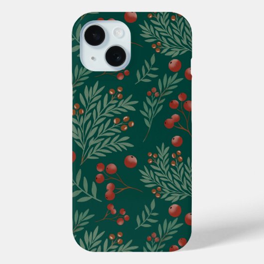 Rode Bes Kerstmis Hoesje voor Telefoon (Achterkant)