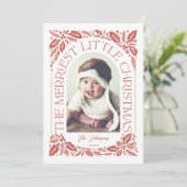 Rode Bes Kerstmis Kleine Kerstboog Foto Feestdagenkaart (Staand voorkant)