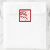 Rode Bes Tak Glitter Vierkante Sticker (Tas)